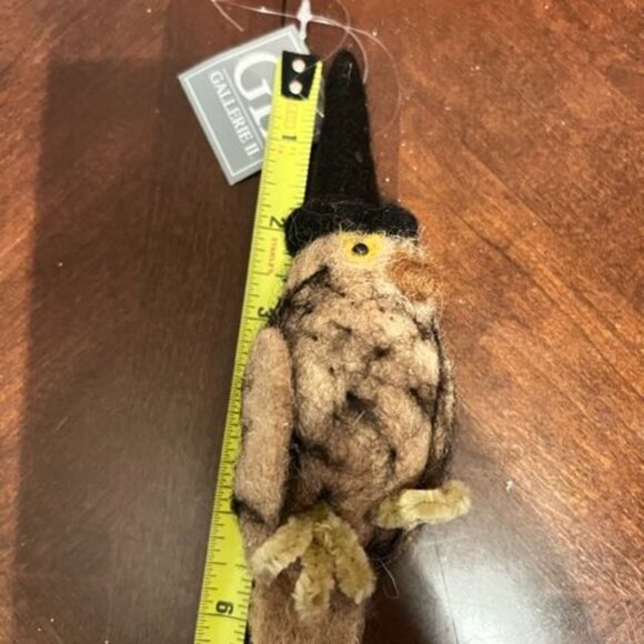 Felt owl  With Witch Hat Halloween Decoration ornament by gallerie II - Picture 3 of 7